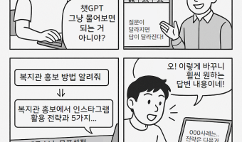 수요조회를 챗GPT의 그림 제작 기능을 활용하여 4컷 만화로 만들었습니다=디지털융합팀